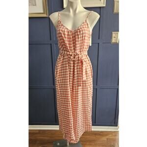 Plaid  Wide Leg Cropped Jumpsuit sz Small New